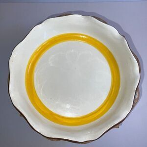 Vintage Stangl 8" baking dish white, yellow and brown